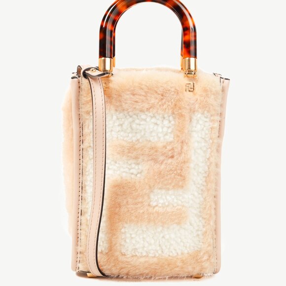 Fendi Handbags - Fendi Mini Sunshine Shopper Tan Sheepskin Logo Mini-Bag